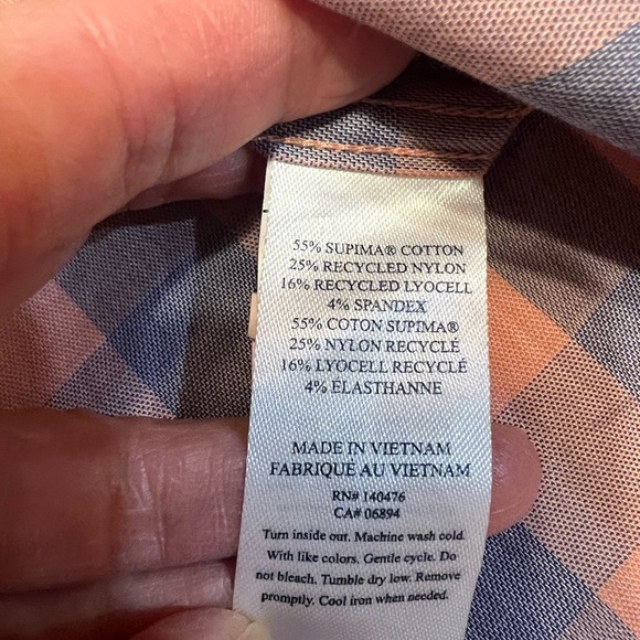 Faherty Shirt Mens Size XL Plaid Check Short Sleeve Performance Cotton Nylon - Picture 5 of 9